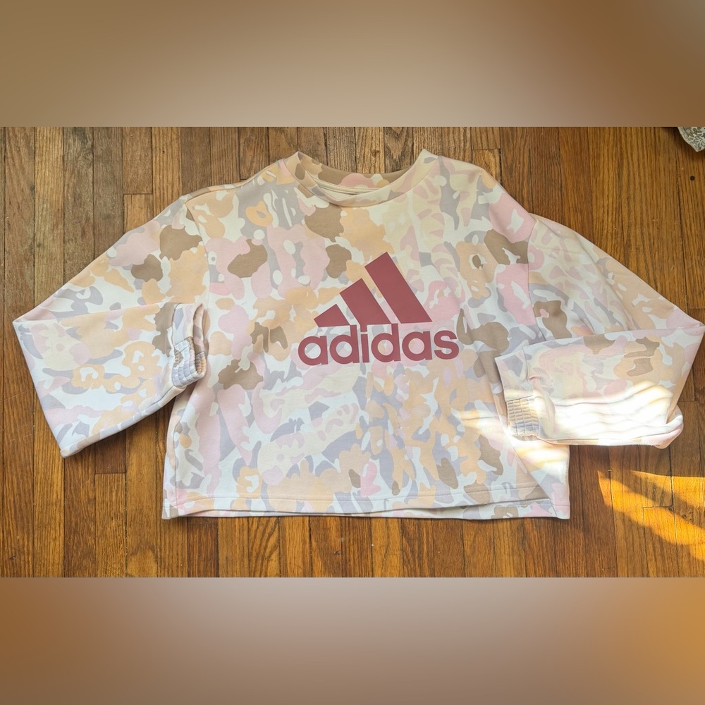 adidas Pink Camo Crop Sweatshirt